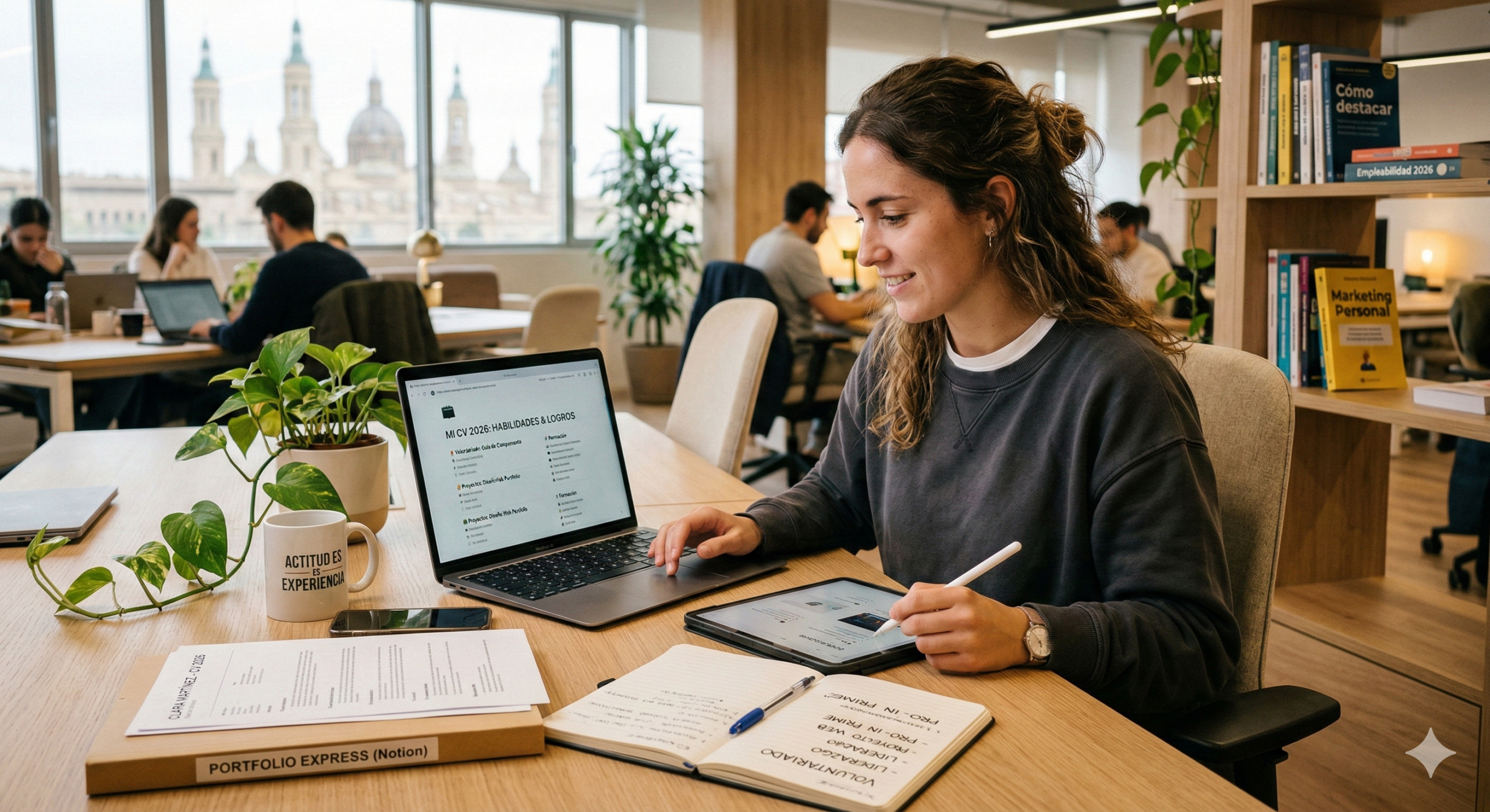 Chica preparando CV y primera entrevista